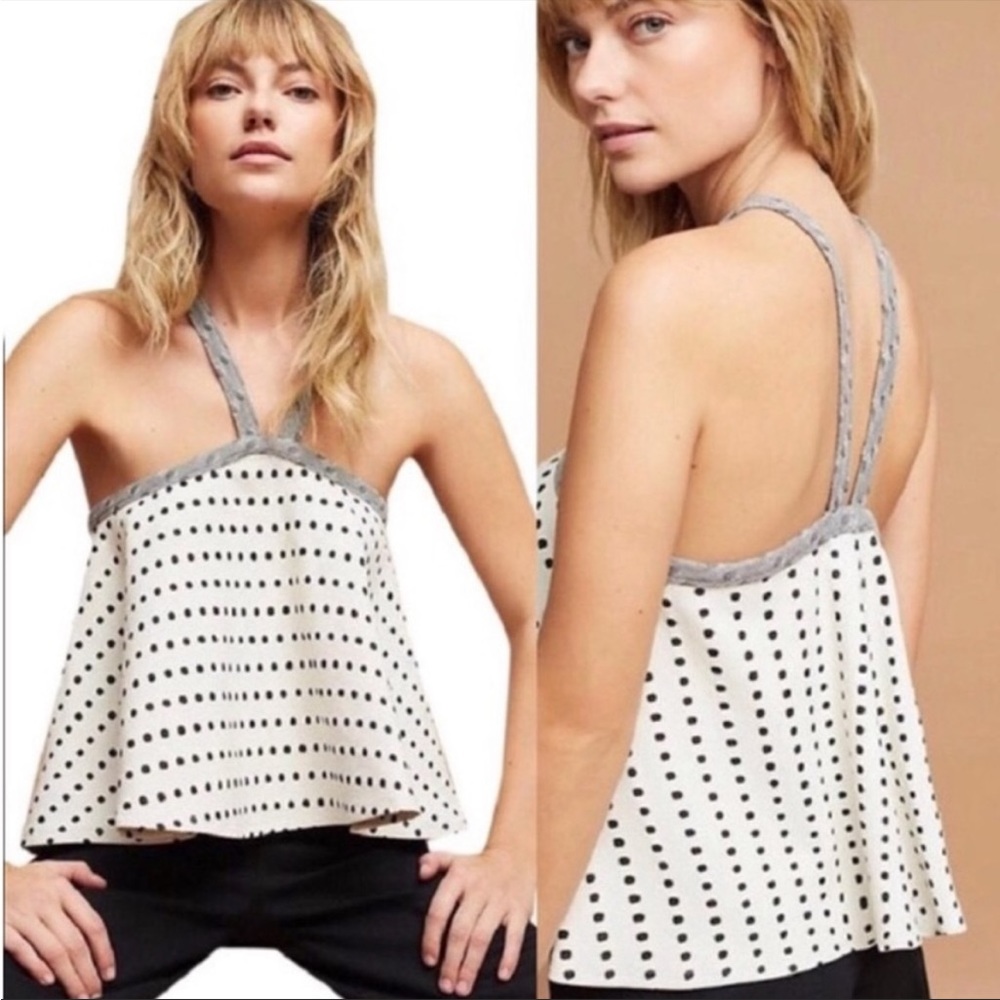 NWT Anthropologie sleeveless flown knit polka dot top. Size small